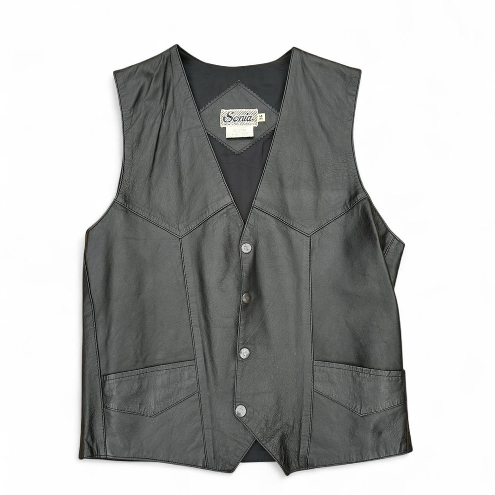 Sonia Vintage 100% leather biker vest
